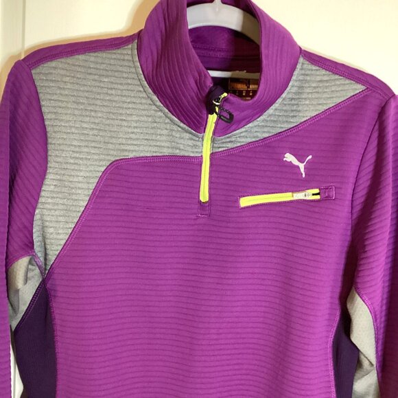 Puma Sport Lifestyle Women's Long Sleeve Layering Top Quarter Zip Size M Jogging - Picture 2 of 11